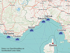 Fährverbindungen nach Bastia (Korsika)